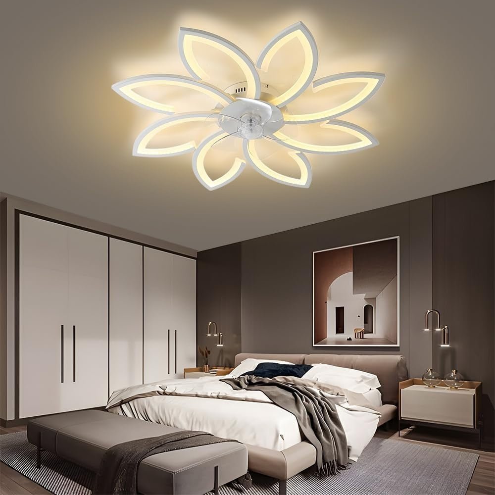 Warmiehomy 87CM Ceiling Fan with Light,90W LED,6-Speed,Reversible,App Control