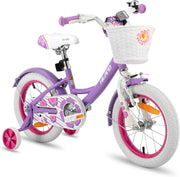 14 Inch Girls Bike with Stabilisers Basket Dual Brakes Bicycle Age 3-5