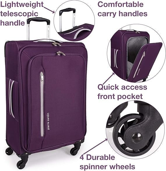 Lightweight Check In Soft Suitcase 4 Wheel Spinner 26 Inch Travel Case