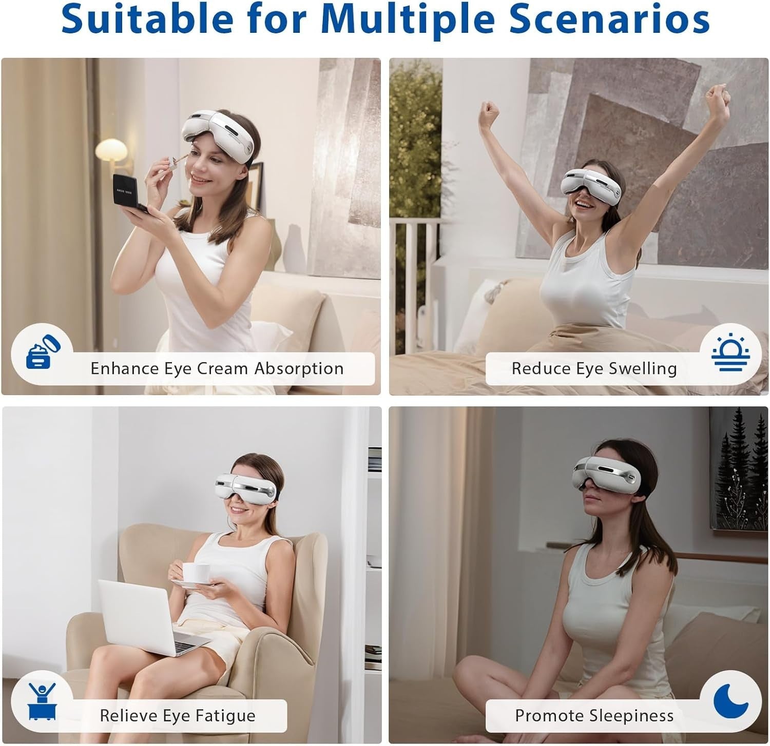 Hot Cold Eye Massager Air Compression Bluetooth Heat Cooling Relief