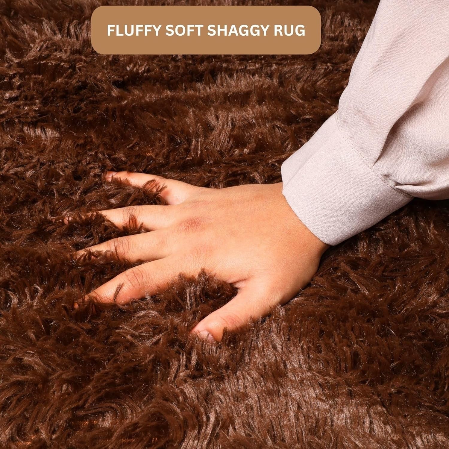 Brown Hallway Runner Rug 80x300cm Fluffy Thick Pile Non Slip Long Shaggy Carpet