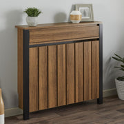 Black & Wood Radiator Cover Cabinet with Storage Drawer Modern MDF