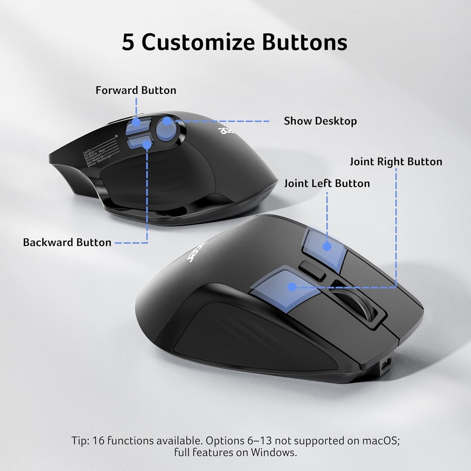 Ergonomic Vertical Wireless Mouse 4000 DPI Bluetooth Rechargeable