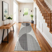 Black White Runner Rug 80x300cm Non Slip Hallway Low Pile Modern Carpet