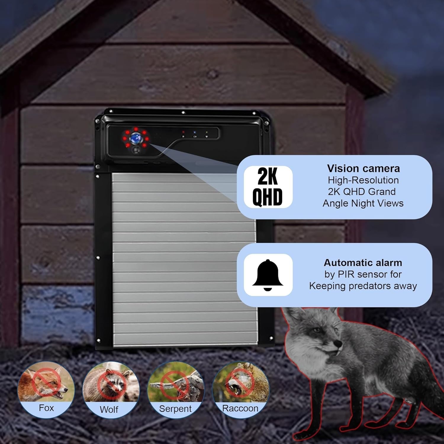 Solar Automatic Chicken Coop Door with Camera App Remote Night Vision