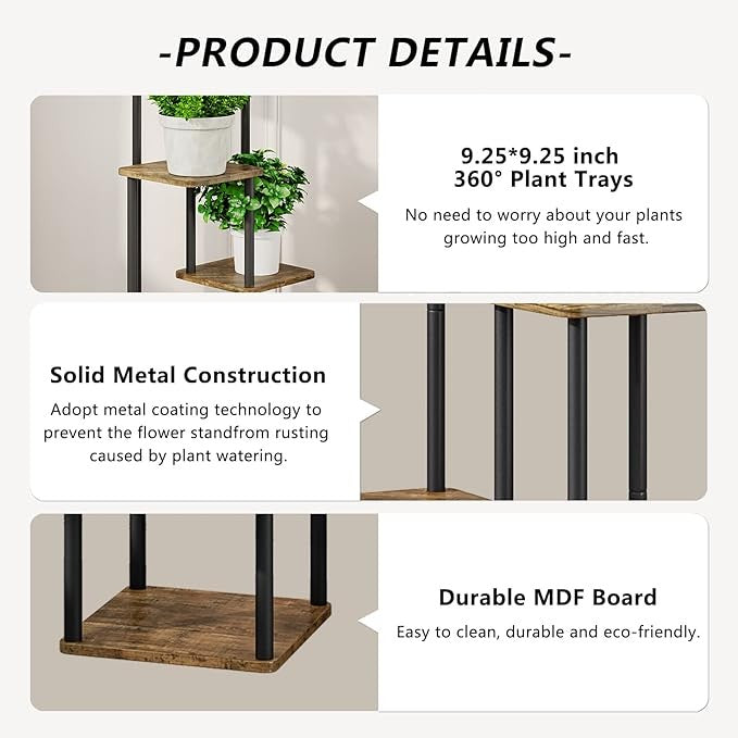 4 Tier Black Metal Plant Stand Indoor Outdoor Corner Tall Flower Shelf Rack