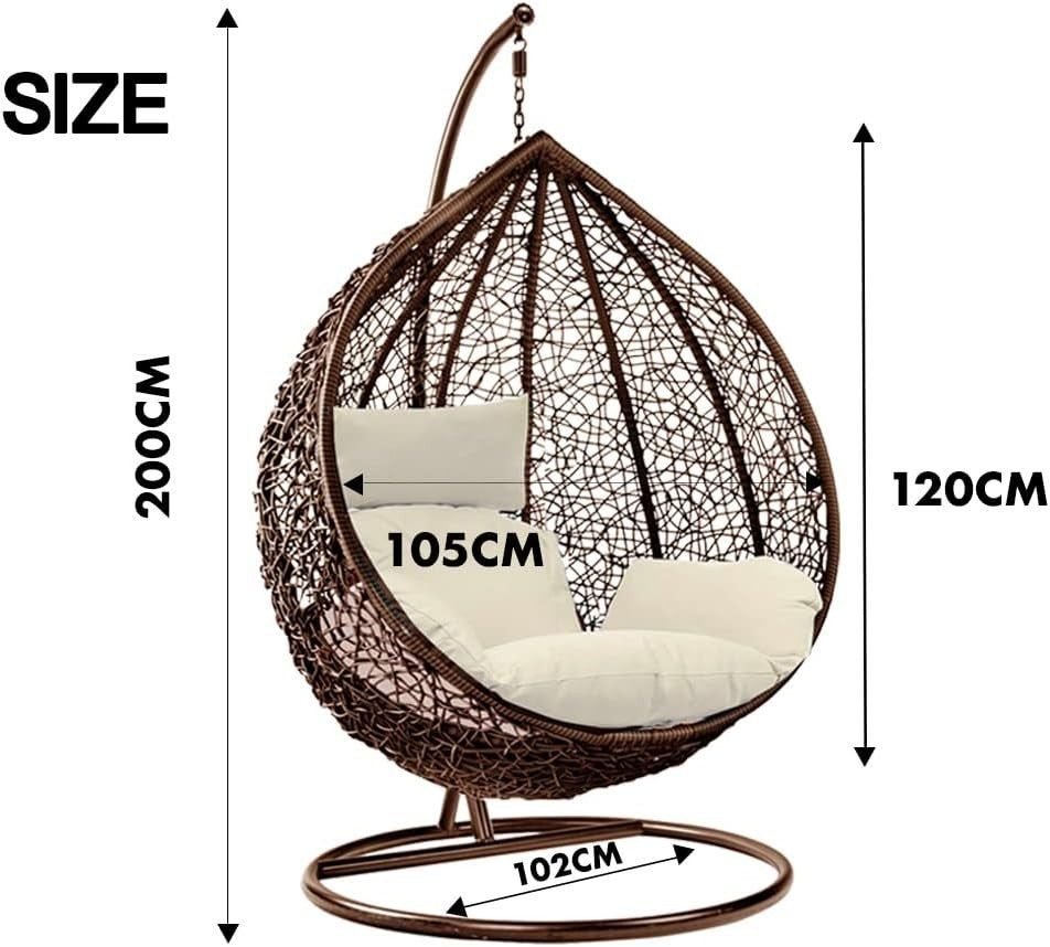 Rattan Hanging Egg Chair with Stand | Outdoor Swing Seat Cushion