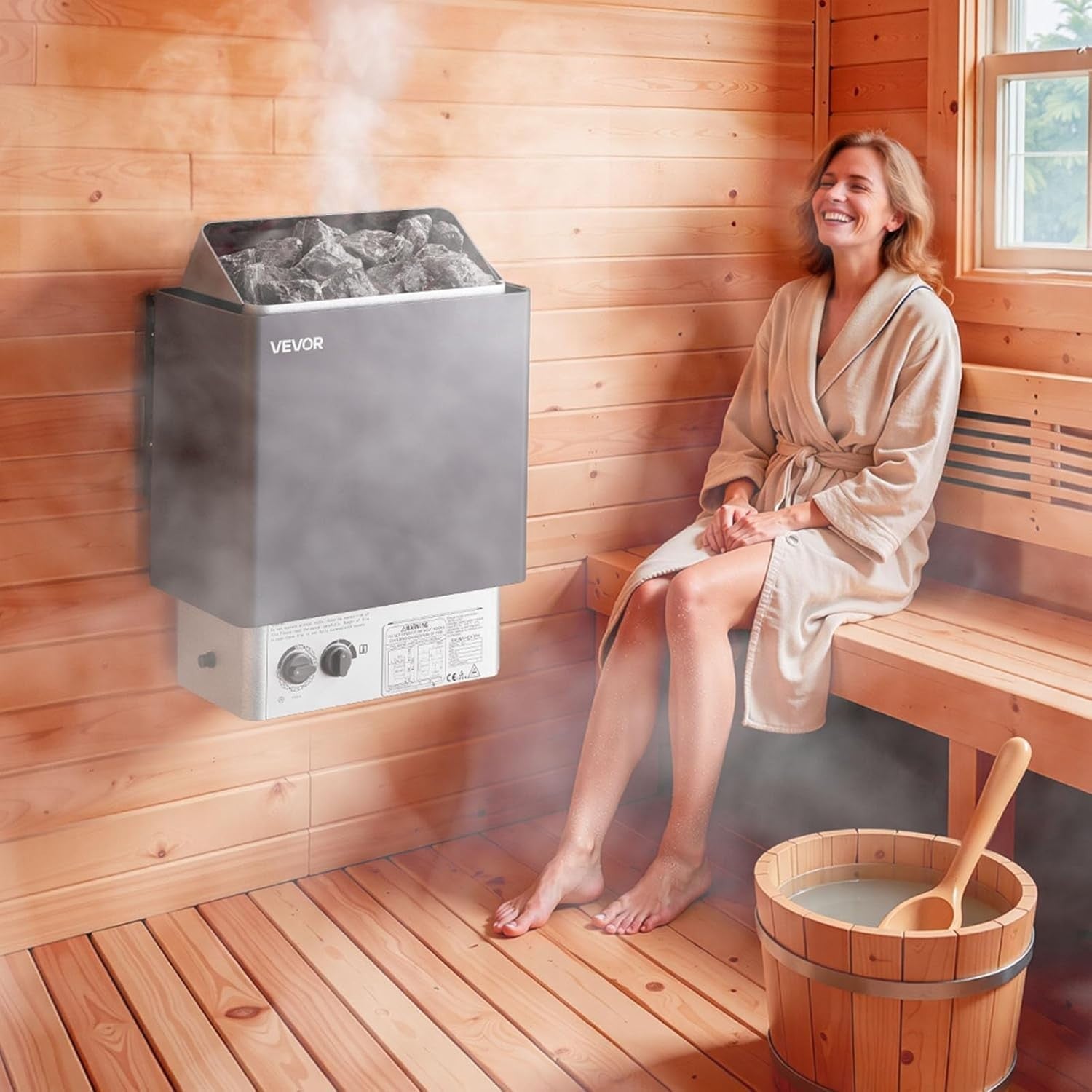 4.5KW Electric Sauna Heater 220V w/ Timer & Adjustable Temp – 3-6m³ Room