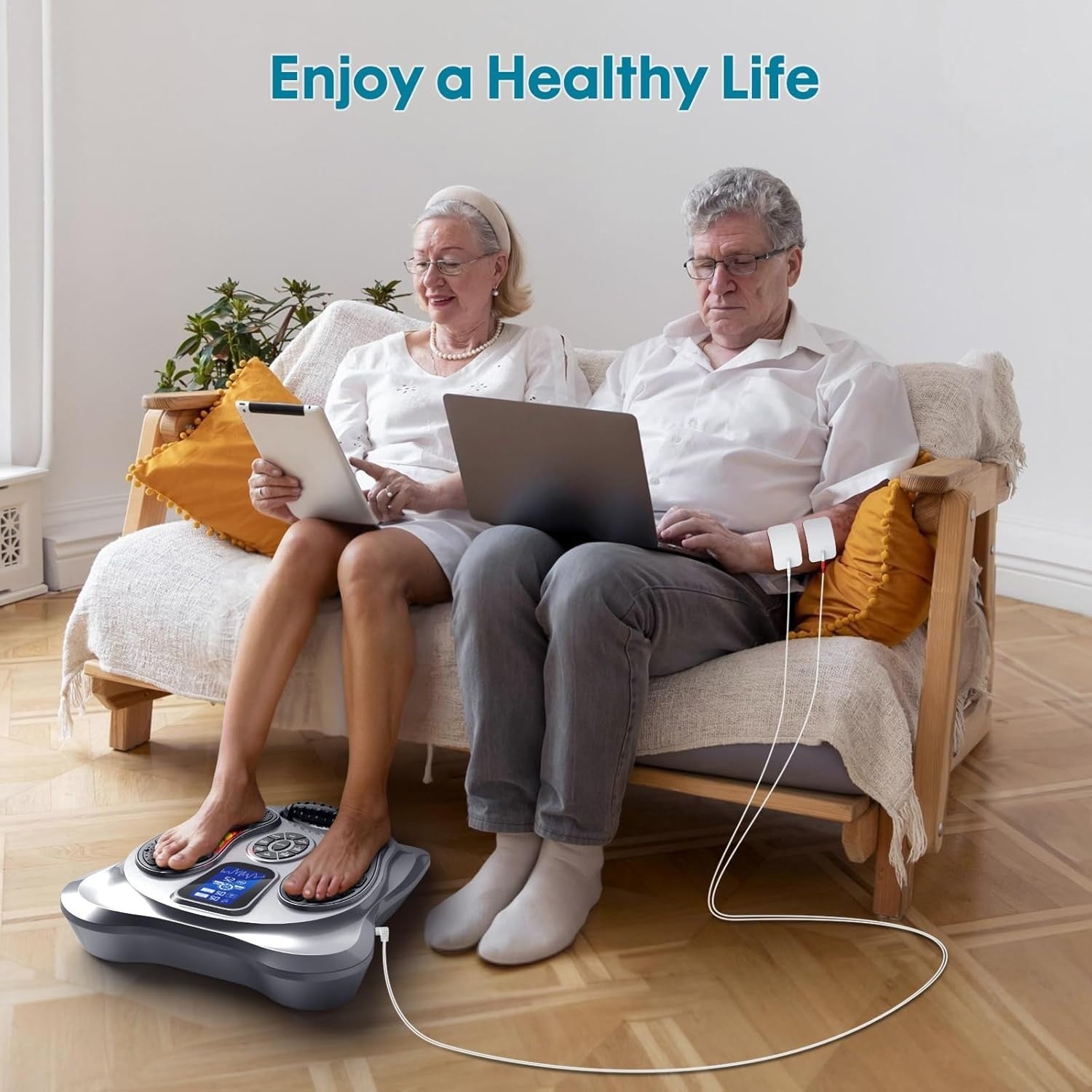 Foot Circulation Stimulator EMS TENS Massager Pain Relief Plantar Fasciitis