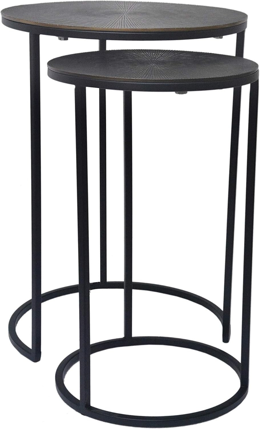 Antique Bronze Round Metal Accent Side Table Luxury Space Saving 55H