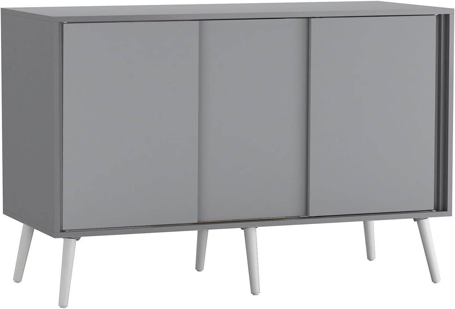 Modern 3-Door Sliding Sideboard Cabinet with Wooden Legs for Living & Dining
