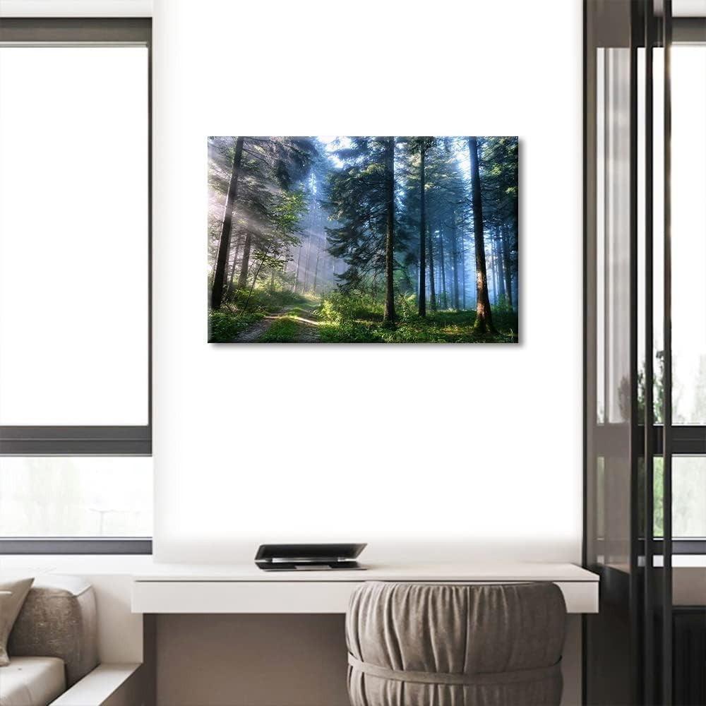 Green Forest Sunrise Canvas Wall Art 24x36in Nature