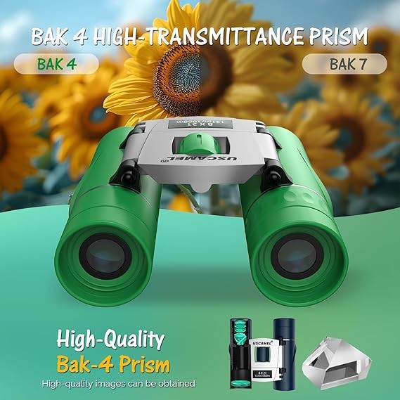 8x21 Waterproof Compact Binoculars Kids & Adults Outdoor Bird Watching Green