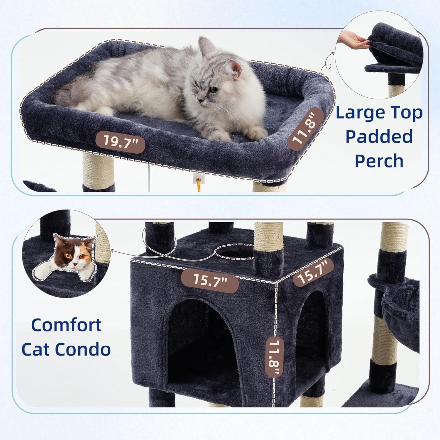 Heavy Duty Cat Tree Tower Large Cats Condo Hammock Scratching Posts