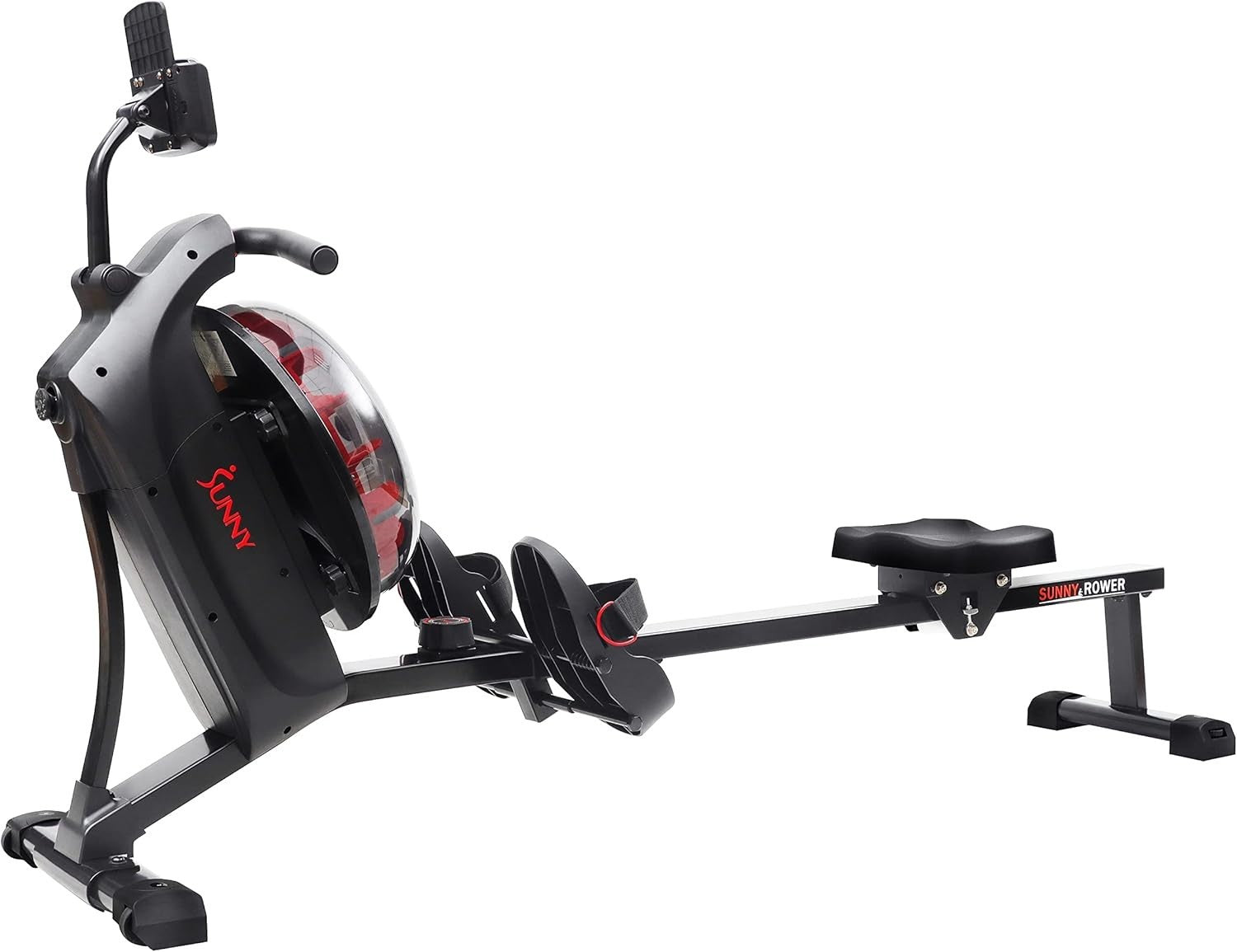 Dual Magnetic Water Rowing Machine Smart App Rower Long Rail LCD Home Gym 120KG