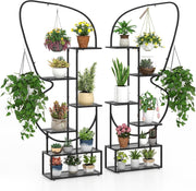 6 Tier Metal Plant Stand Butterfly Shape Indoor Outdoor Tall Flower Shelf Rack