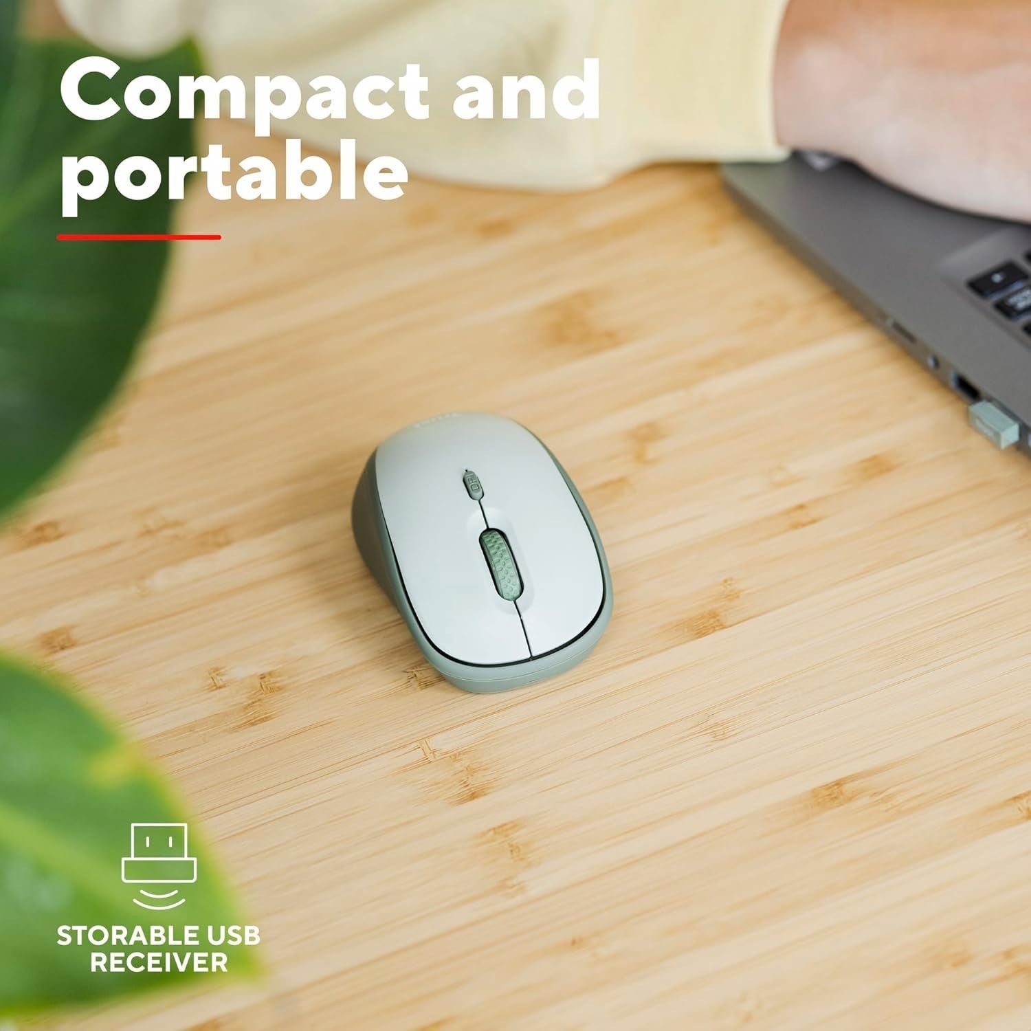Silent Wireless Mouse 1600 DPI Eco Design Compact USB Receiver Home Office