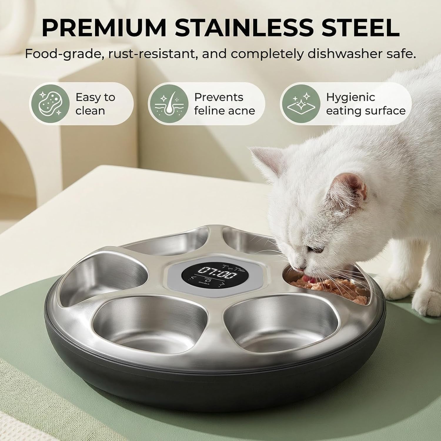 Automatic Wet Food Pet Feeder 6 Meal Timer Ice Packs Rechargeable