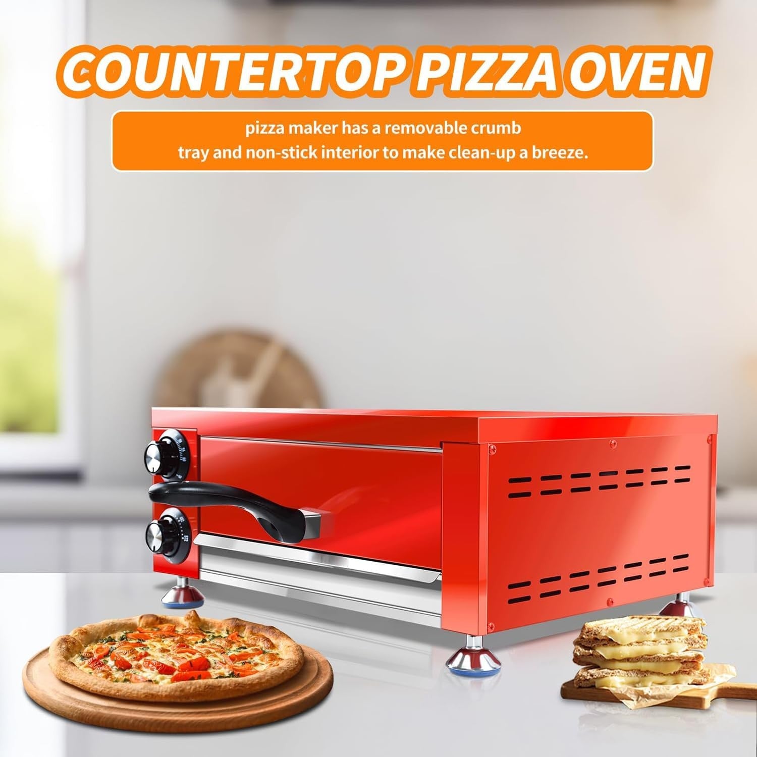 Commercial Electric Pizza Oven | Stainless Steel Countertop Cooker 300°C