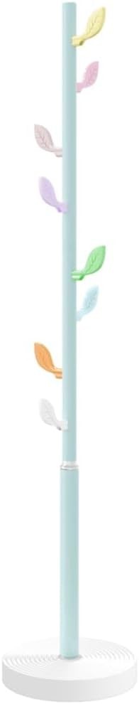 Modern Blue Metal Coat Rack Stand | Freestanding Hall Tree with Cement Base 172c