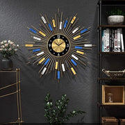 27" Extra Large Metal Wall Clock Modern Silent Sunburst Art Decor for Home