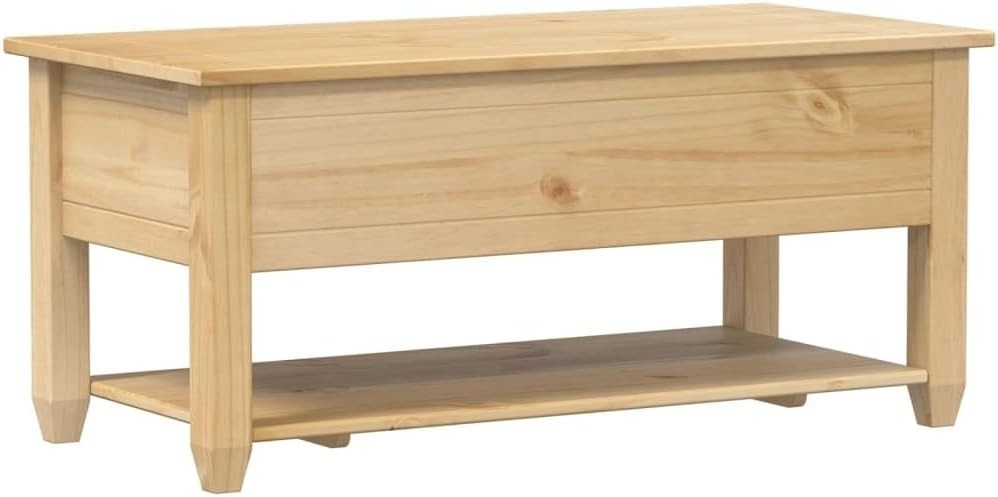 Solid Pine Coffee Table with Storage Drawers & Shelf | Rustic Wood 100x48x45cm