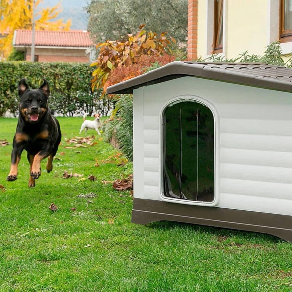 Large Weatherproof Dog House with Opening Roof, Drainage & Chew-Proof Door