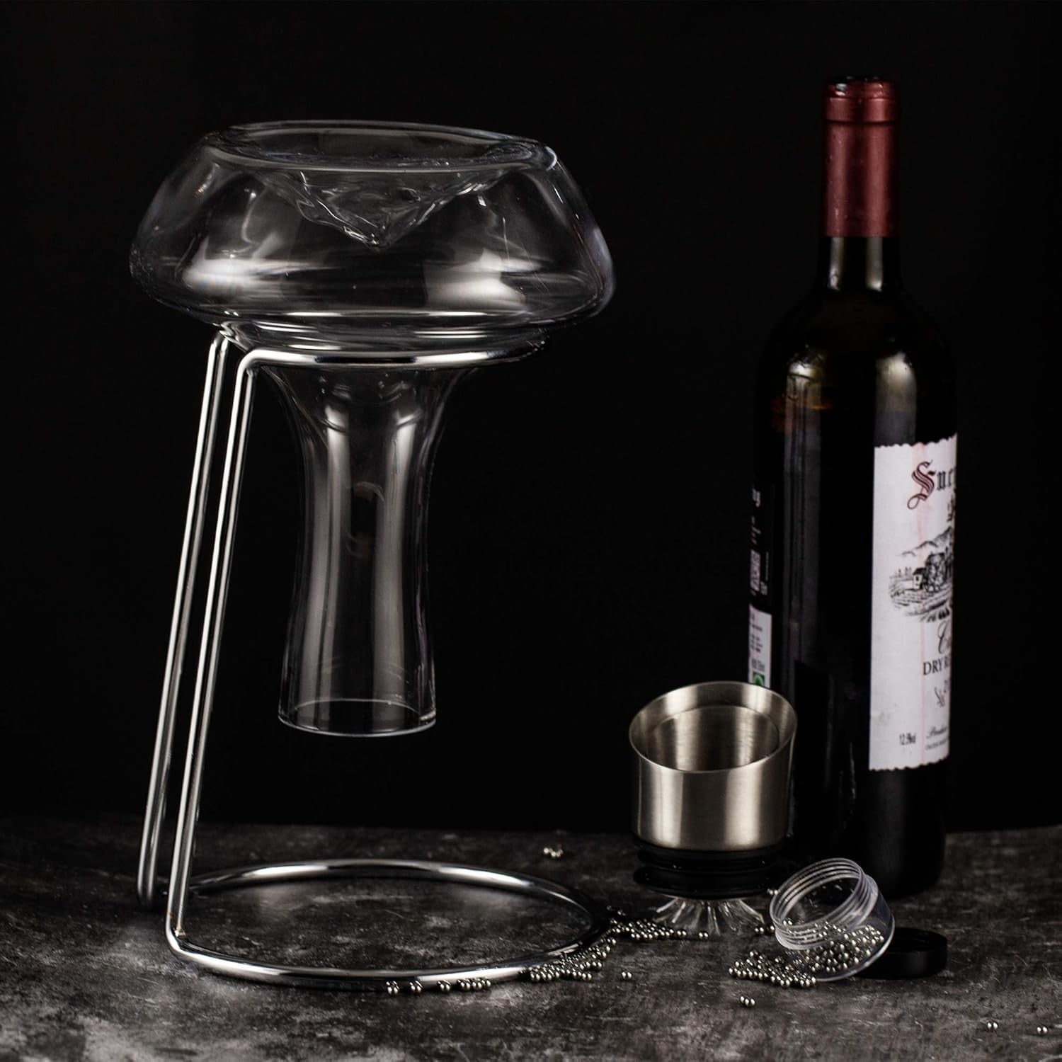 Wine Decanter with Aerator Set 1400ml Hand-Blown Crystal Faster Aeration Gift