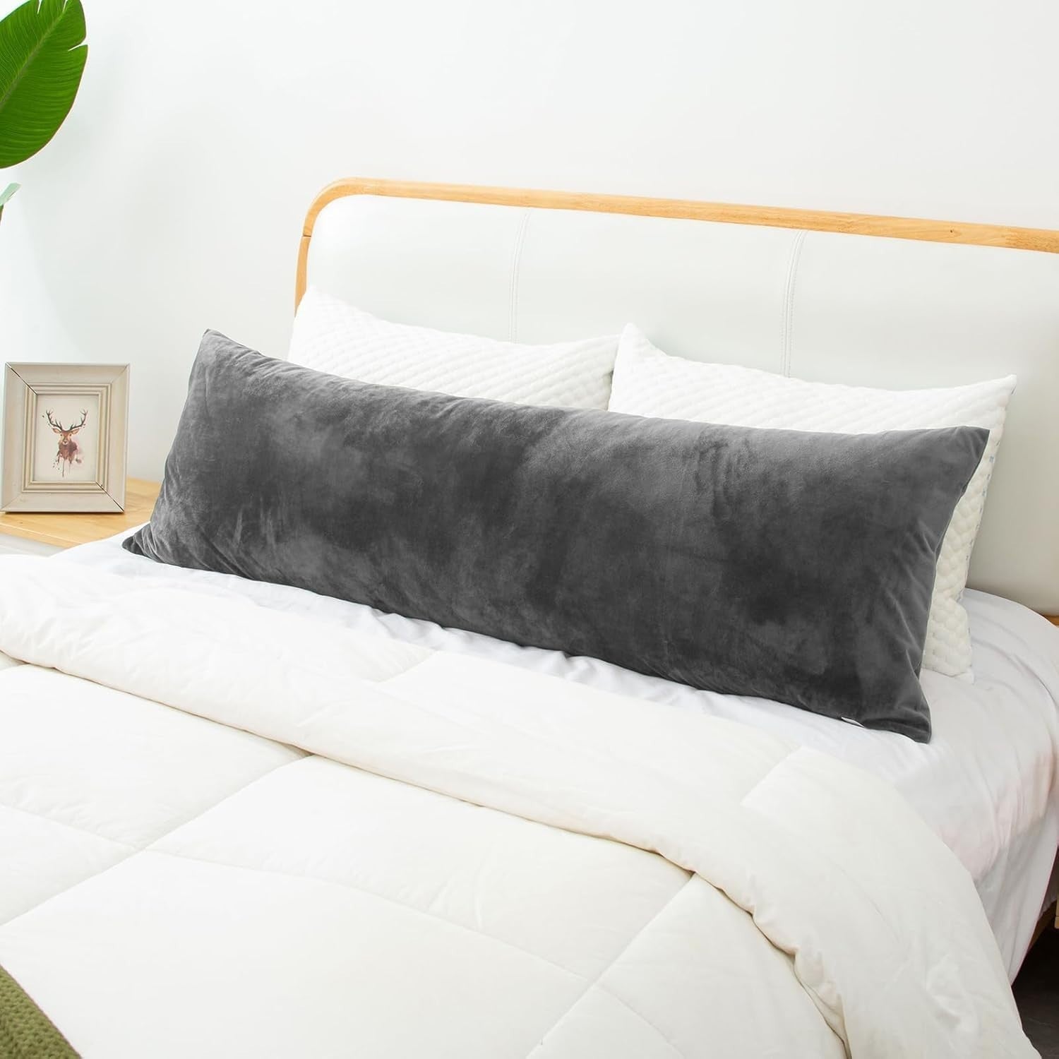 Memory Foam Body Pillow 20x60 Firm Support for Side Sleepers Grey