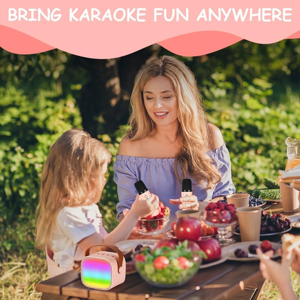 Ainiv Karaoke Machine for Kids & Adults 2 Wireless Mics Bluetooth LED