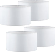 4× Beige Linen Lampshades w/ E27 to E14 Adapter Ring Rustic Drum Light