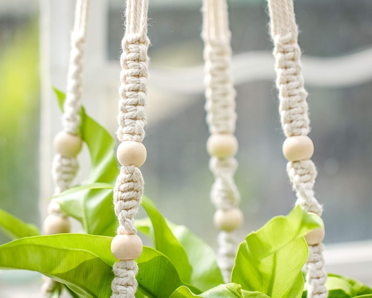 43" Macrame Plant Hanger Set of 2 Boho Indoor Outdoor Pot Holder