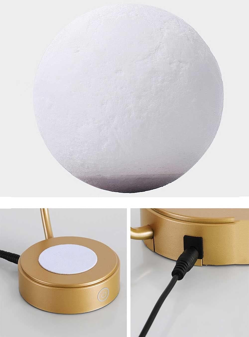Levitating Moon Lamp Gold 3D Printed Floating LED Night Light Iron Stand