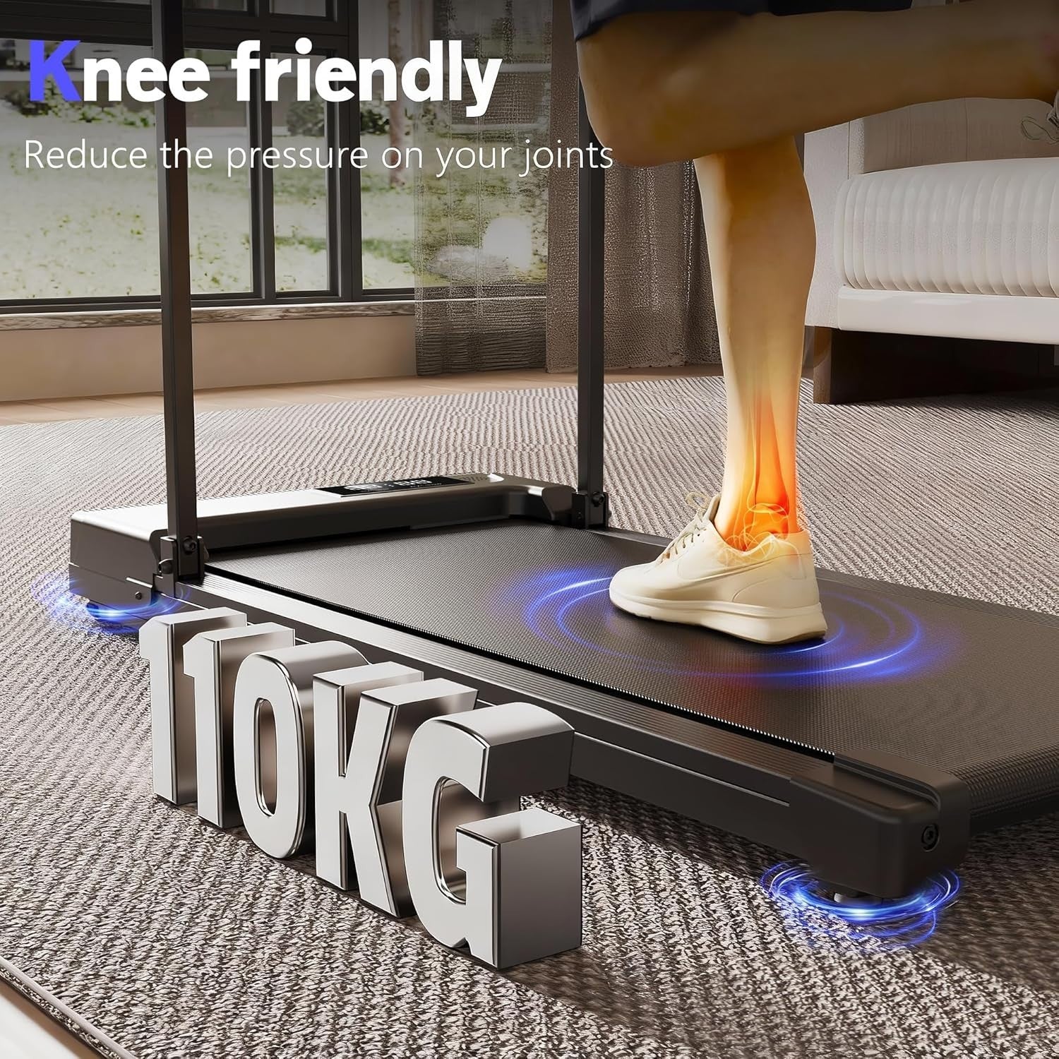 Under Desk Treadmill Walking Pad With Handle Remote LED 6km/h Home Office