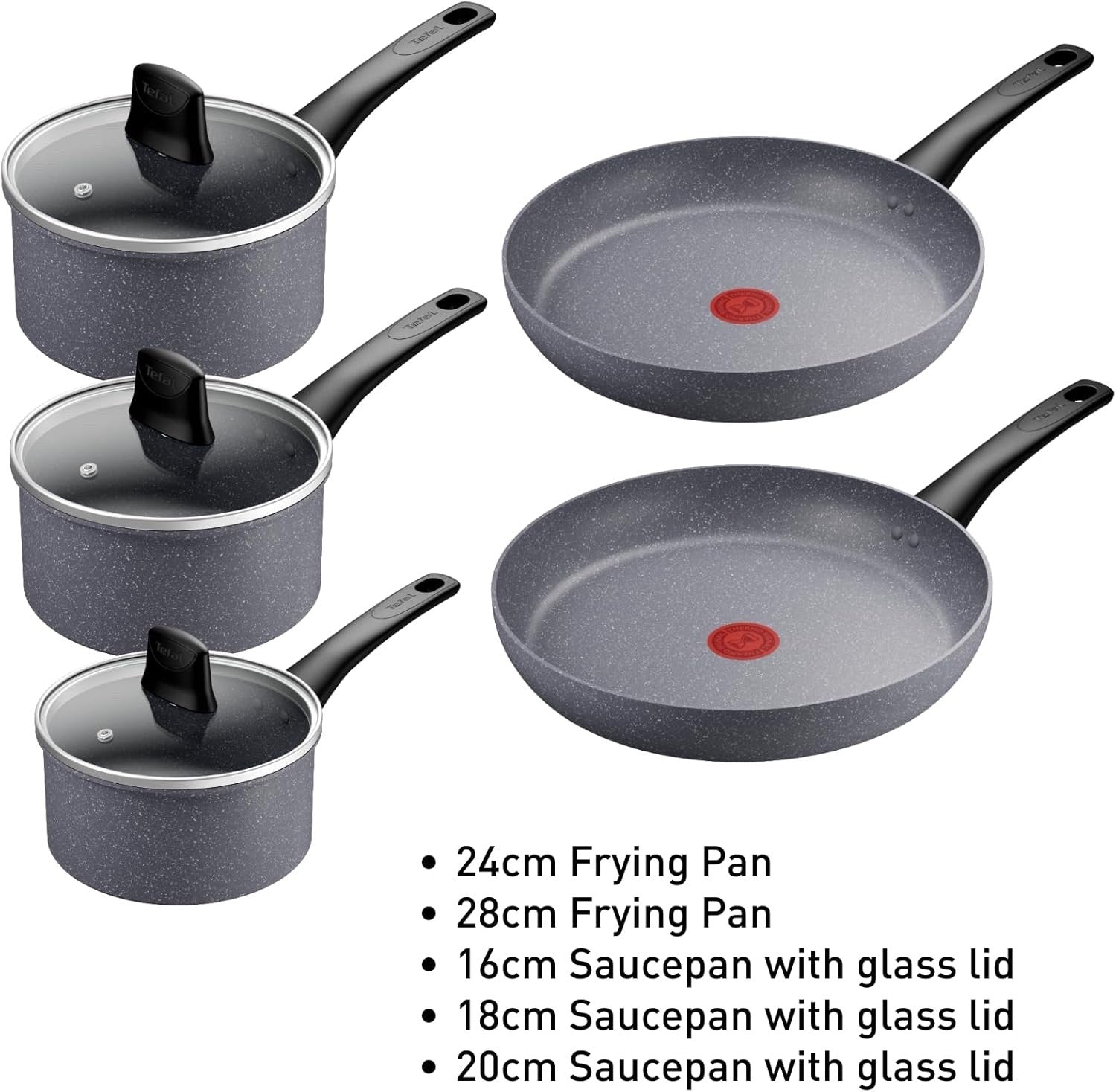 5pcs Eco-Friendly Non Stick Cookware Set – Mineral Coating, Induction Safe
