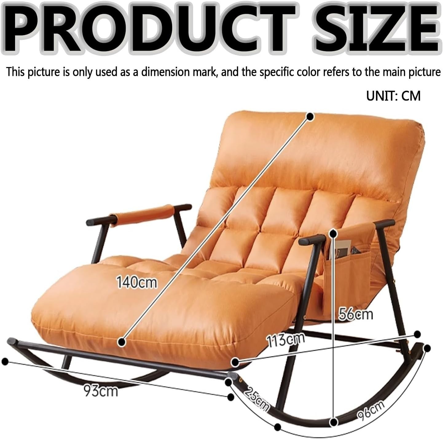 Ergonomic Indoor/Outdoor Rocking Lounge Chair with Cushion & Armrests - Orange