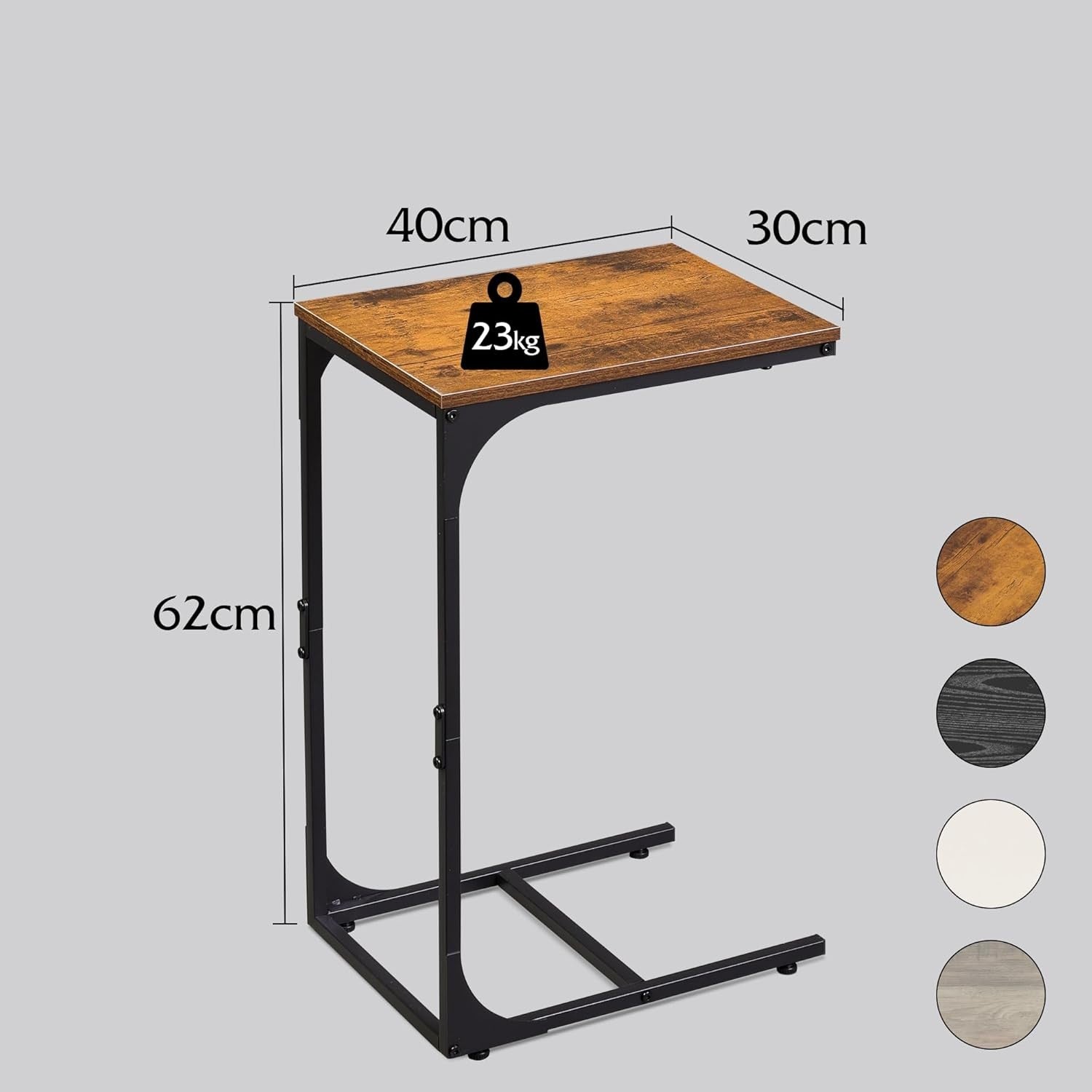 Slim C Shaped Side Table Sofa Bed Laptop Snack Coffee Table 40x30x62cm