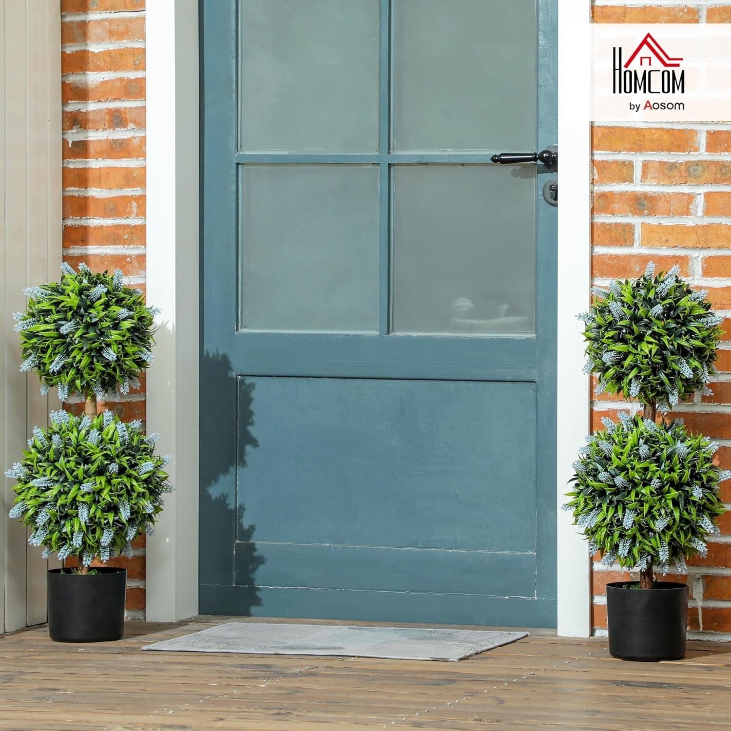 Set of 2 70cm Artificial Lavender Topiary Ball Trees in Weighted Pots Home Decor