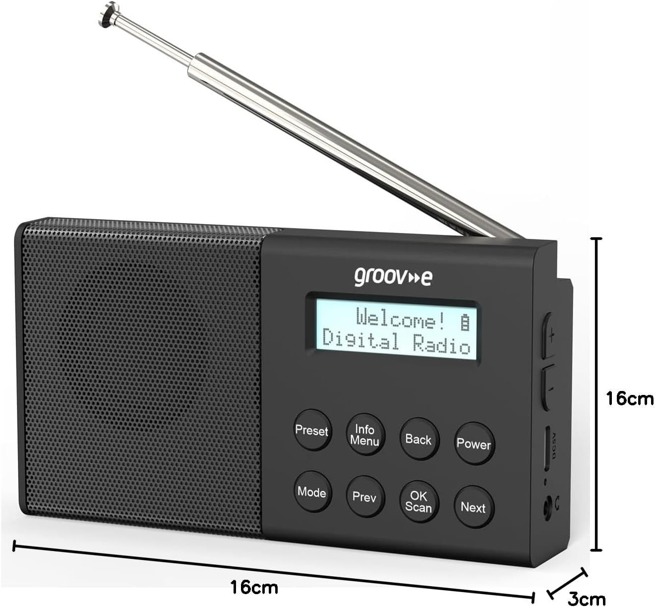 Rechargeable DAB FM Radio Bluetooth Alarm LCD 80 Presets