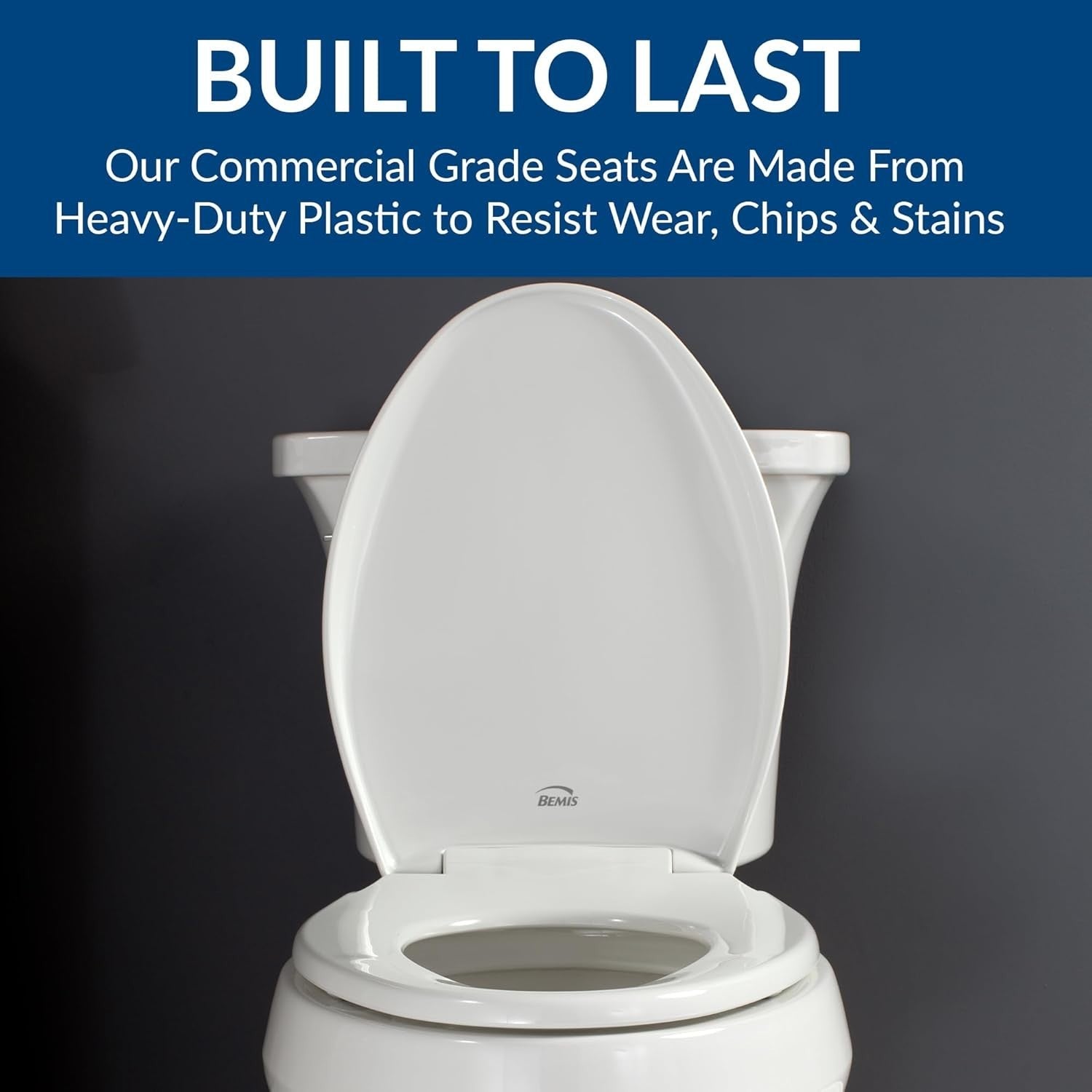 Commercial Round Toilet Seat Heavy-Duty Plastic Soft Close AntiMicrobial