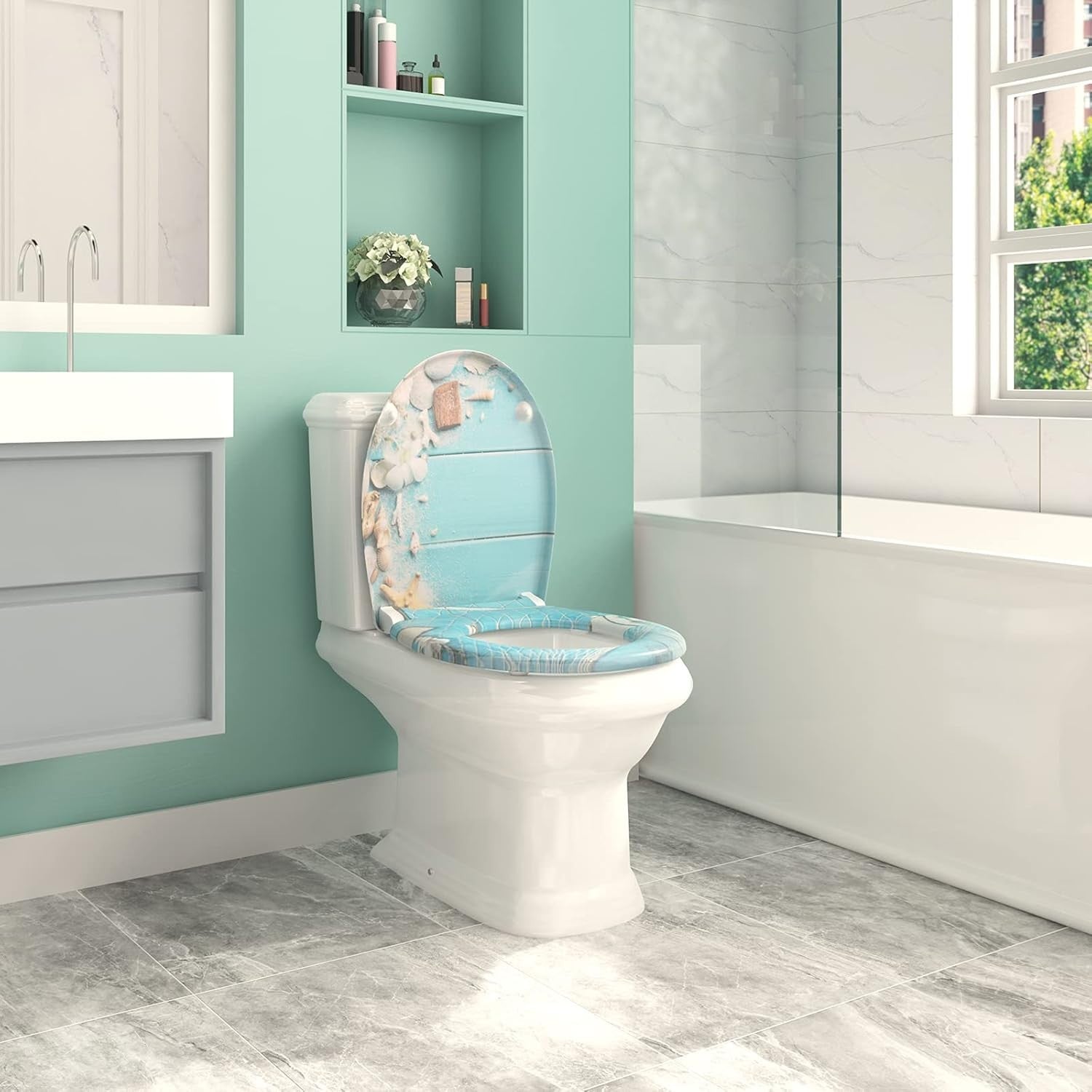 Soft Close Toilet Seat Quick Release Anti-Slip O Shape Adjustable Hinges