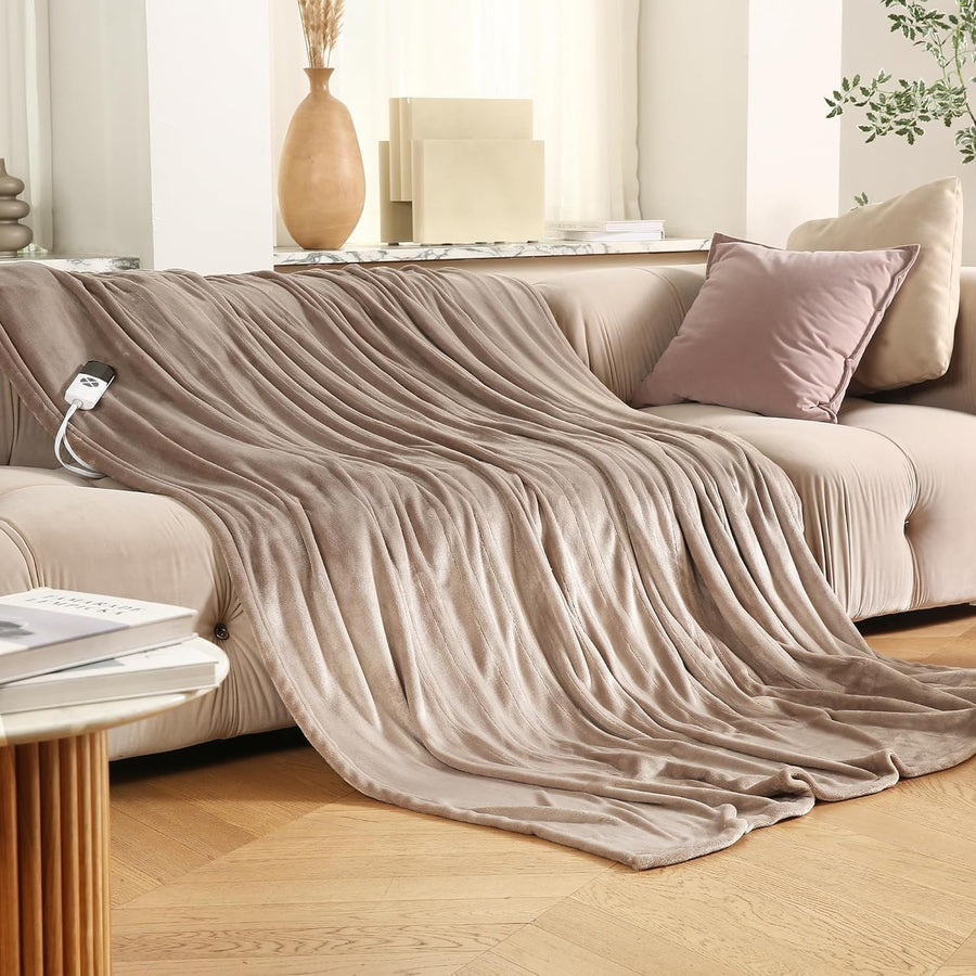 Electric Heated Throw Blanket 130x180cm Mink Faux Fur Flannel 6 Heat Auto Off