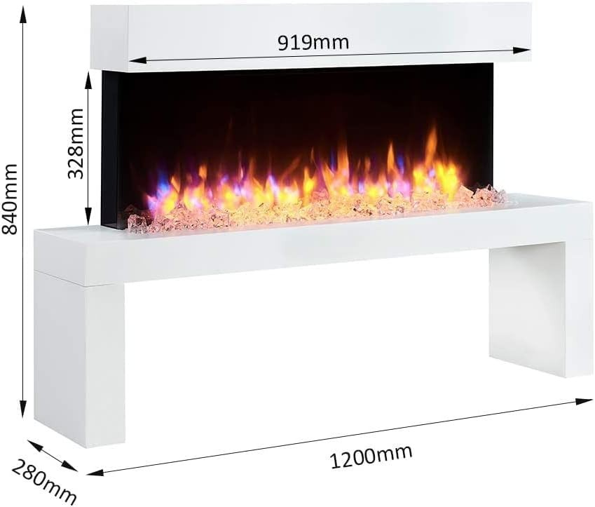 47" Wall Mounted Electric Fireplace Suite LED Flame Remote 2kW Heater