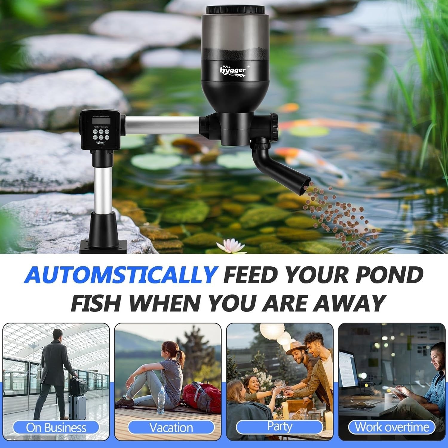 5.5L Automatic Fish Feeder Programmable Pond Feeder LCD Controller