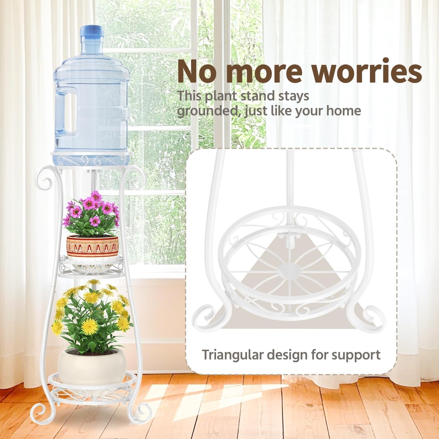 3 Tier White Metal Plant Stand Indoor Outdoor Tall Flower Pot Display Rack
