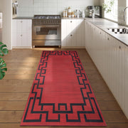 Red Runner Rug 80x300cm Greek Key Design Soft Touch Non-Slip Hallway Carpet