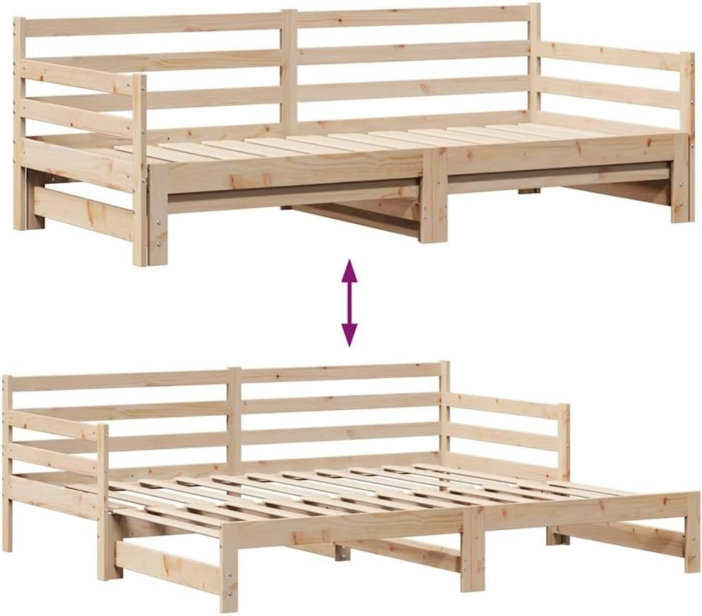 Solid Pinewood Home & Garden Daybed with Trundle & Drawers 80x200 cm