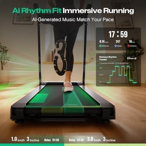 Smart Foldable Treadmill 12km/h Auto Incline Home Office with App