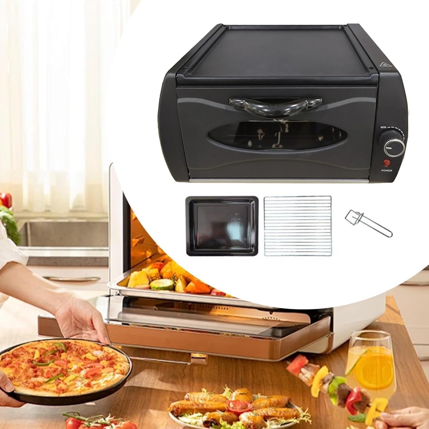 14L Electric Breakfast Maker 2100W | Toaster Oven & Non-Stick Crepe Unit