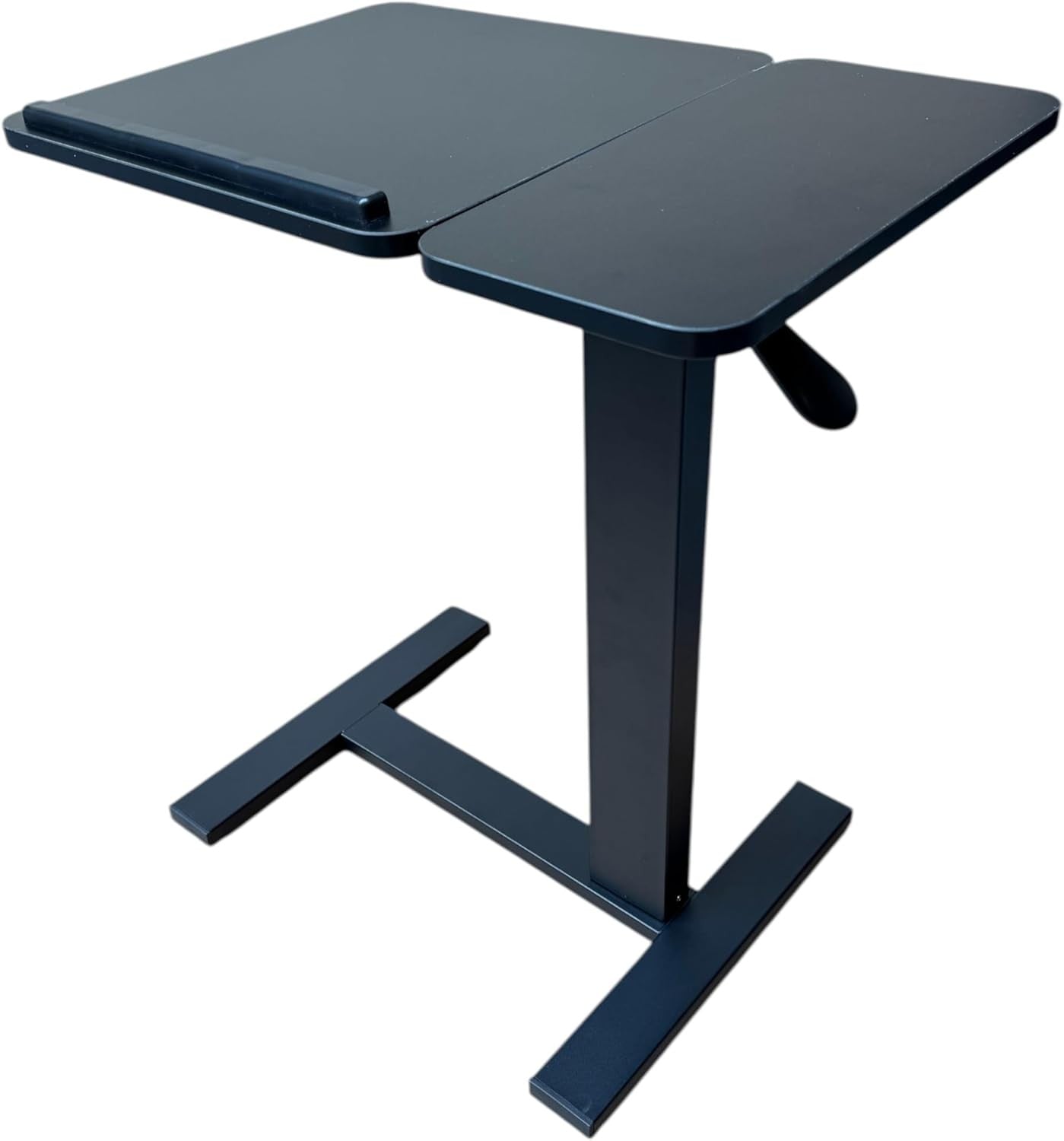 Black Rolling Laptop Desk Height Adjustable Overbed Table Pneumatic Lift